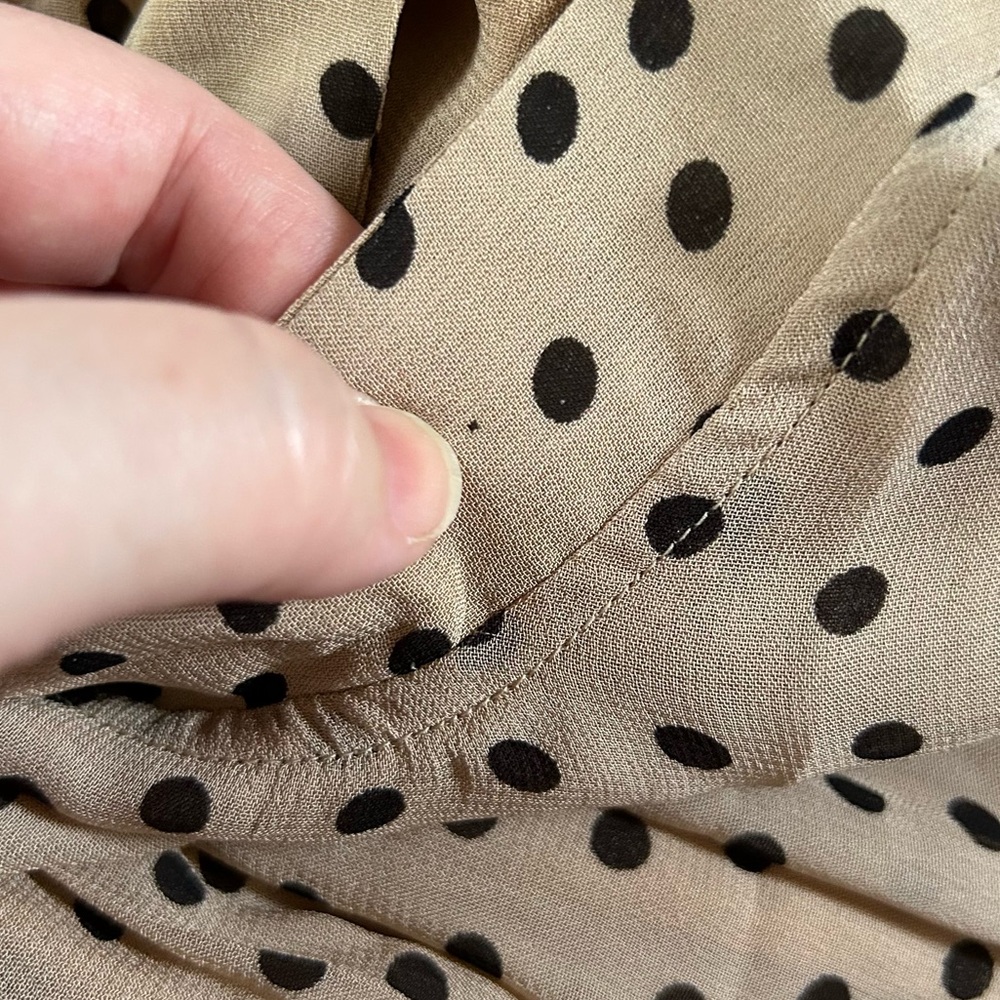 GANNI Neutral Polka Dot Georgette Midi Dress Long Sleeve Scandi Style EU 32/US 0 - Picture 14 of 16